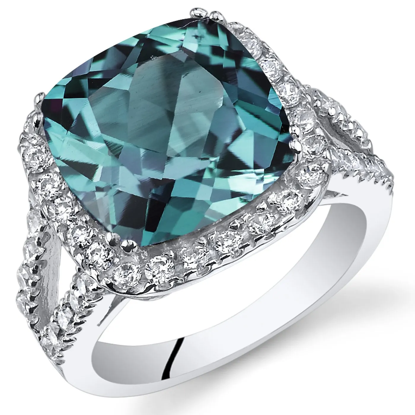 Simulated Alexandrite Ring 7.75 Carats Cushion Cut in 925 Sterling Silver, Sizes 5 to 9, Gift-Ready