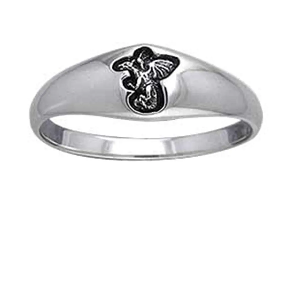 Small Sterling Silver Engraved Dragon Band Pinky Ring - Sizes 4-13, 6mm Wide, Nickel Free