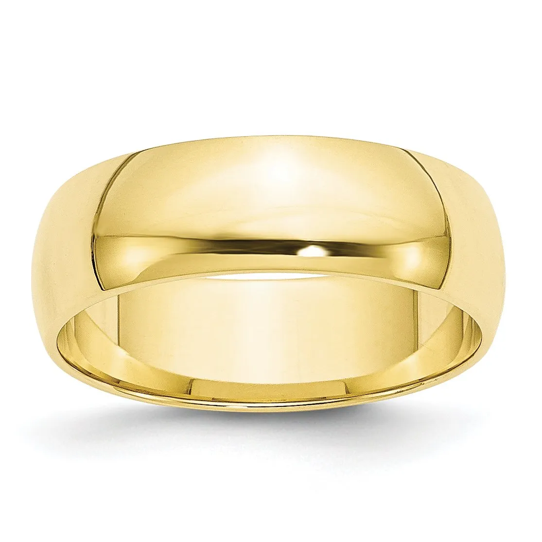 Solid 10k Yellow Gold 6mm Rounded Wedding Band Ring - Lightweight, Polished, Engravable