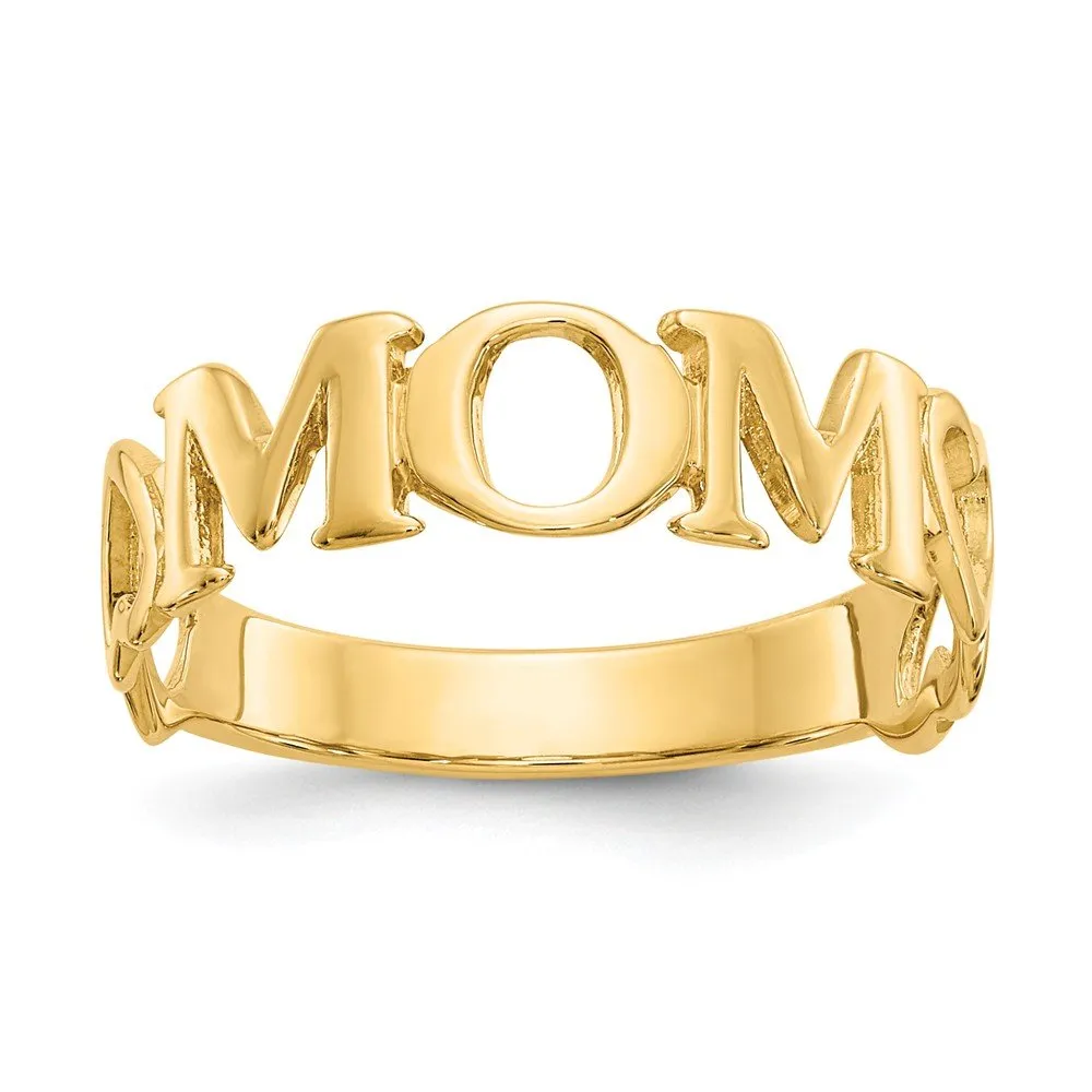 Solid 14k Yellow Gold Polished Mom Ring (Size 5.25) - Elegant Jewelry Gift for All Occasions