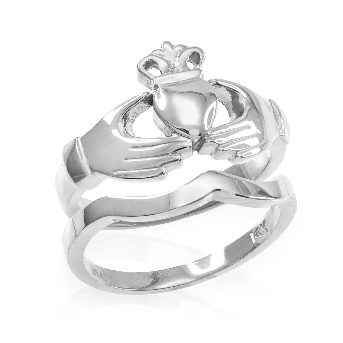 Solid 925 Sterling Silver Claddagh Engagement & Wedding Ring Set - Handcrafted & Giftable