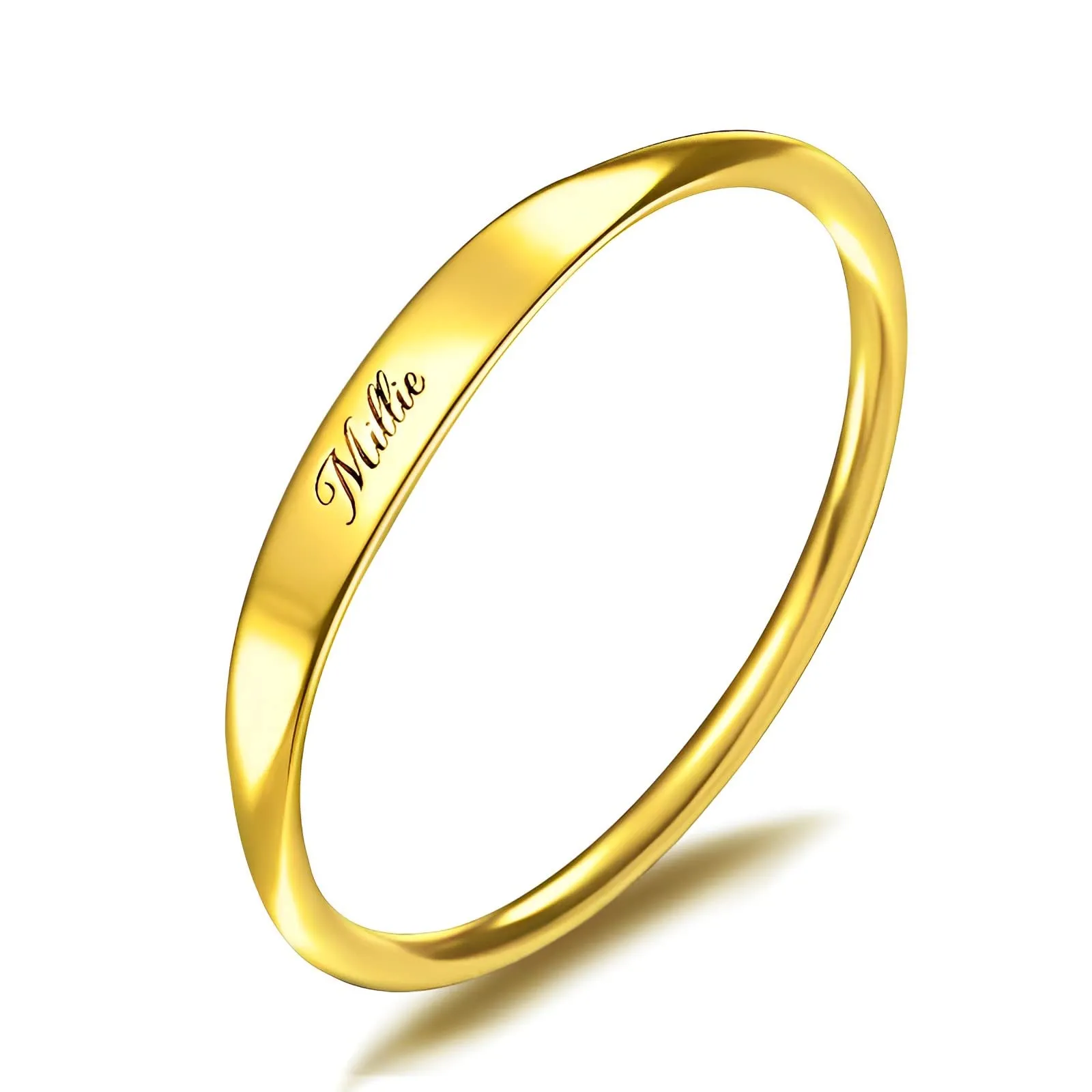 Solid Gold Engraved Signet Ring for Mother, Girlfriend, Women