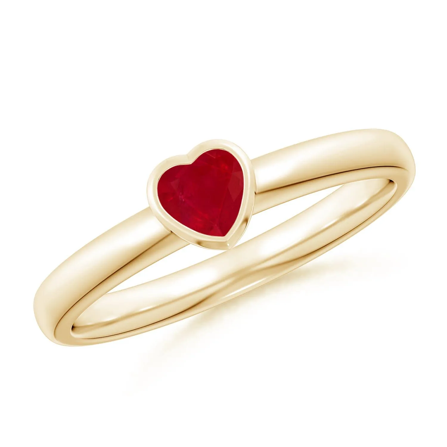 Solitaire Heart Natural Ruby Promise Ring, 14K Yellow Gold, 0.3 ct Ruby, Women's Engagement Jewelry