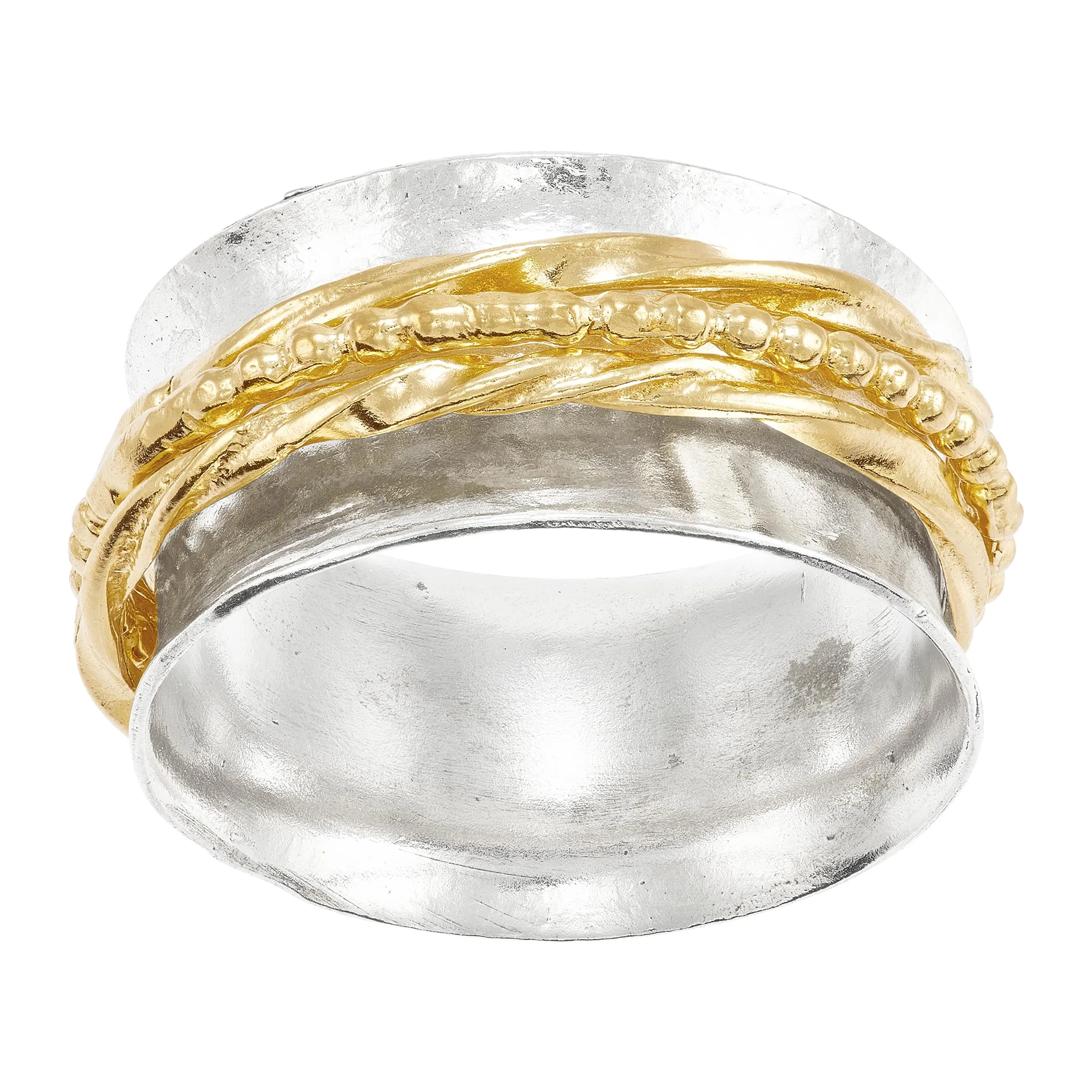 Spin Around Sterling Silver & 14K Gold-Plated Fidget Spinner Ring for Everyday Glam