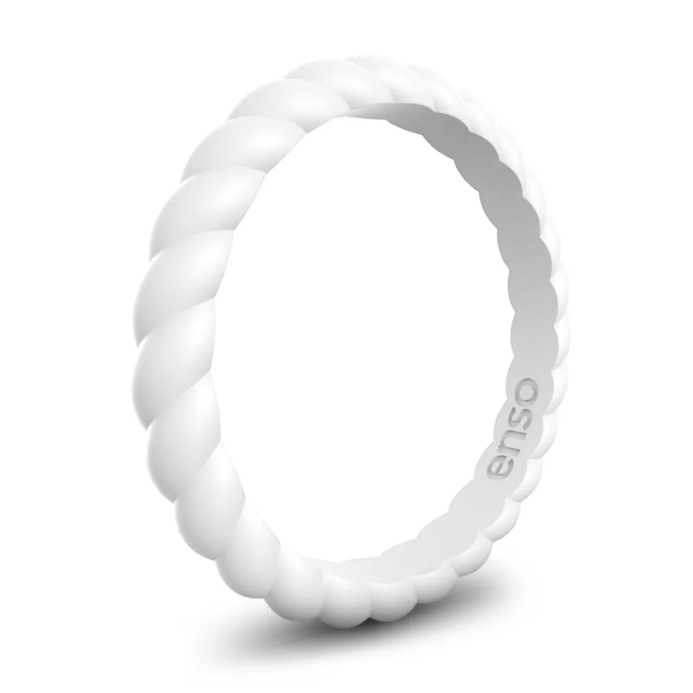 Stackable Braided Silicone Wedding Ring – Hypoallergenic Unisex Band 2.5mm Wide, 8mm Thick