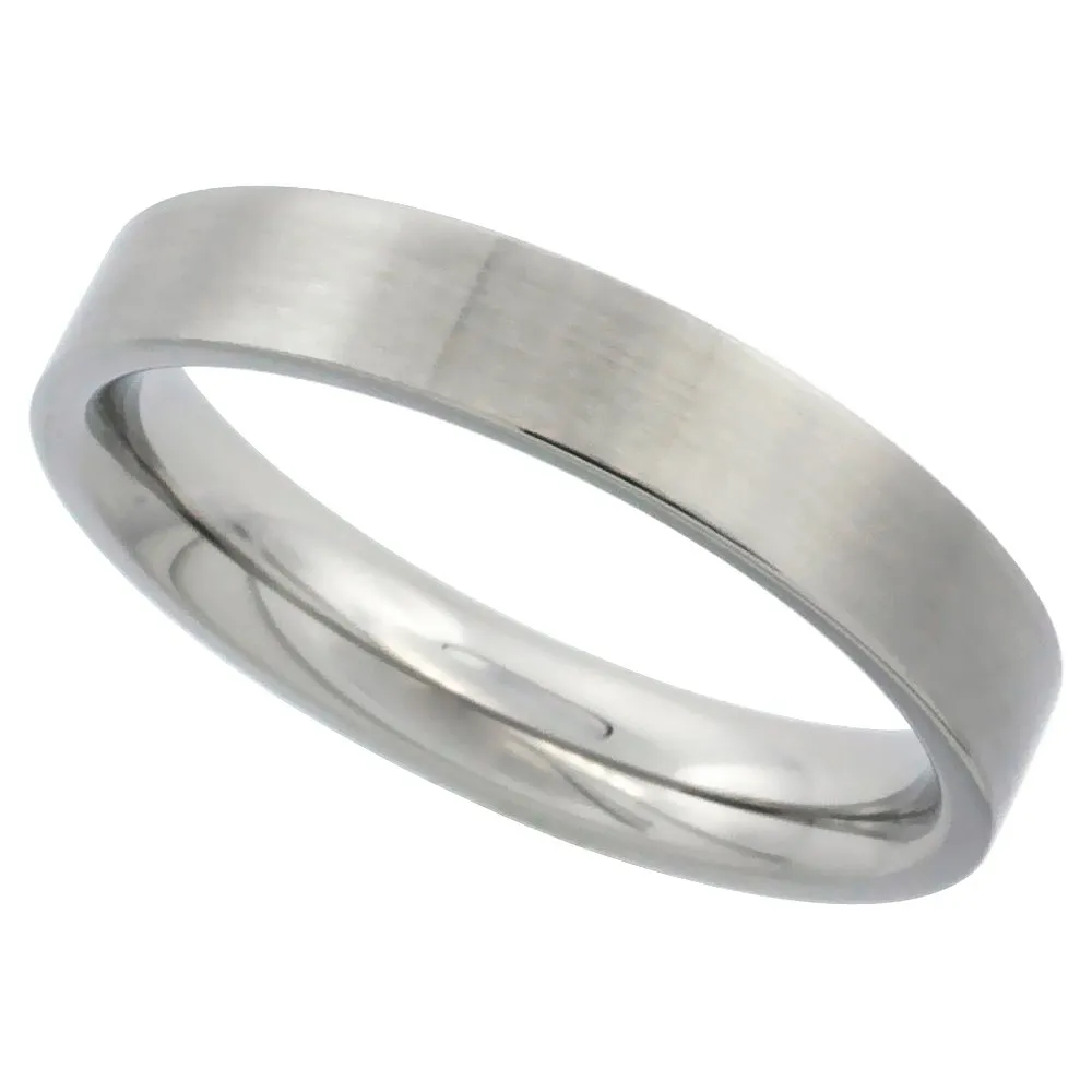 Stainless Steel 4mm Comfort Fit Wedding Band - High Polish Pipe Cut Ring, Sizes 5-12, Hypoallergenic