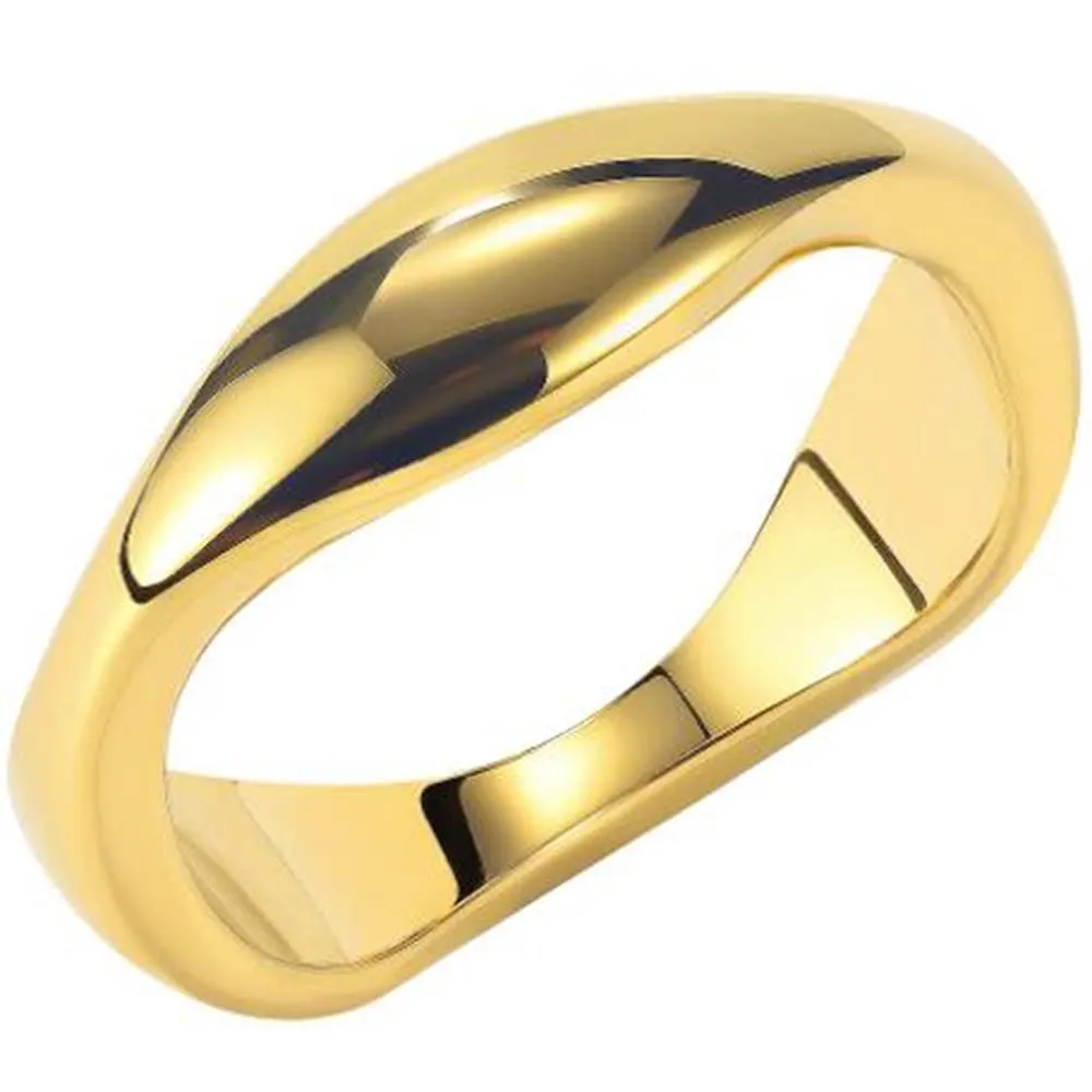 Stainless Steel Irregular Shape High Polished Classic Wedding Band Ring - Durable & Hypoallergenic