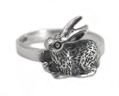 Sterling Silver Adorable Bunny Rabbit Ring - Size 5 - Cute Everyday Wear with Antique Finish