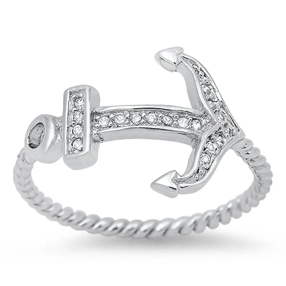 Sterling Silver Anchor Ring in Multiple Colors - Durable 925 Pure Silver Jewelry by Sac Silver