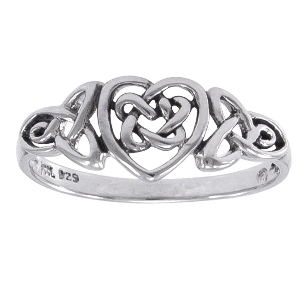 Sterling Silver Celtic Trinity Knot Heart Ring - Sizes 3-16, 8mm Wide, Nickel Free, Marked 925