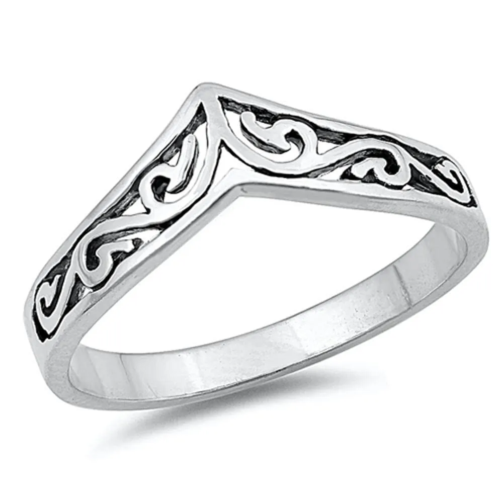 Sterling Silver Chevron Thumb Ring - Choose Your Color - Durable Pure 925 Silver Jewelry