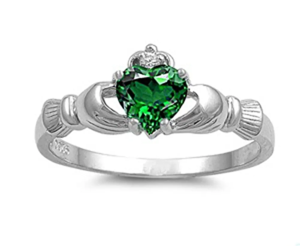 Sterling Silver Claddagh Heart Promise Ring - Choose Your Color, Pure 925 Silver, Quality Assurance