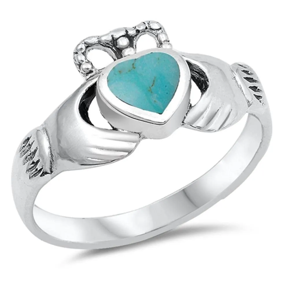 Sterling Silver Claddagh Heart Promise Ring in Various Colors - Quality 925 Silver Jewelry