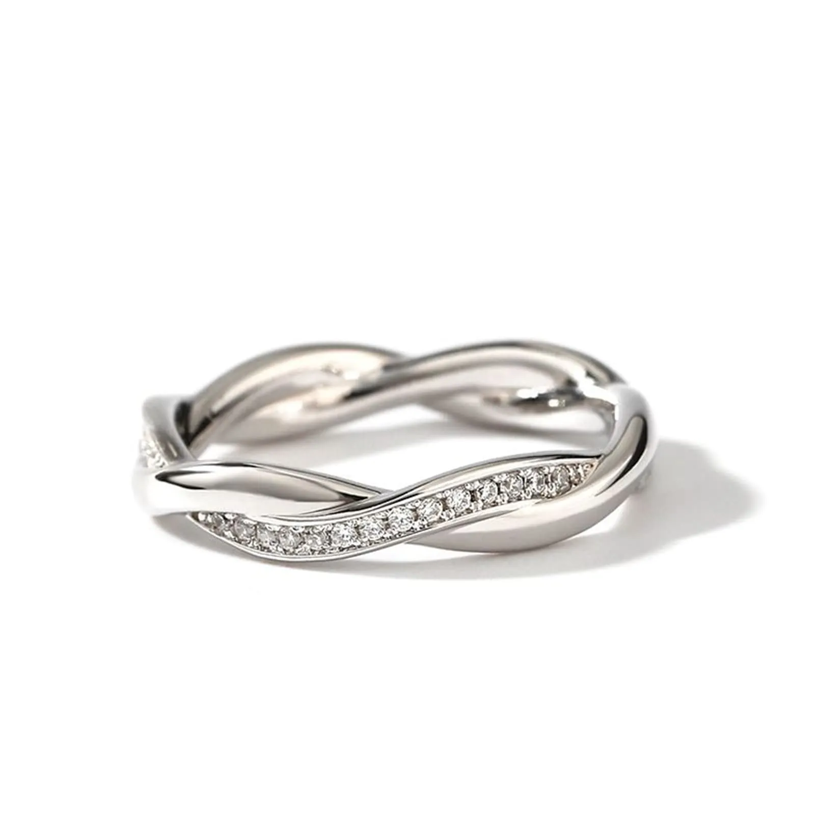 Sterling Silver Crossover Couples Rings Set for Anniversary, Wedding, Valentine's Day Gift