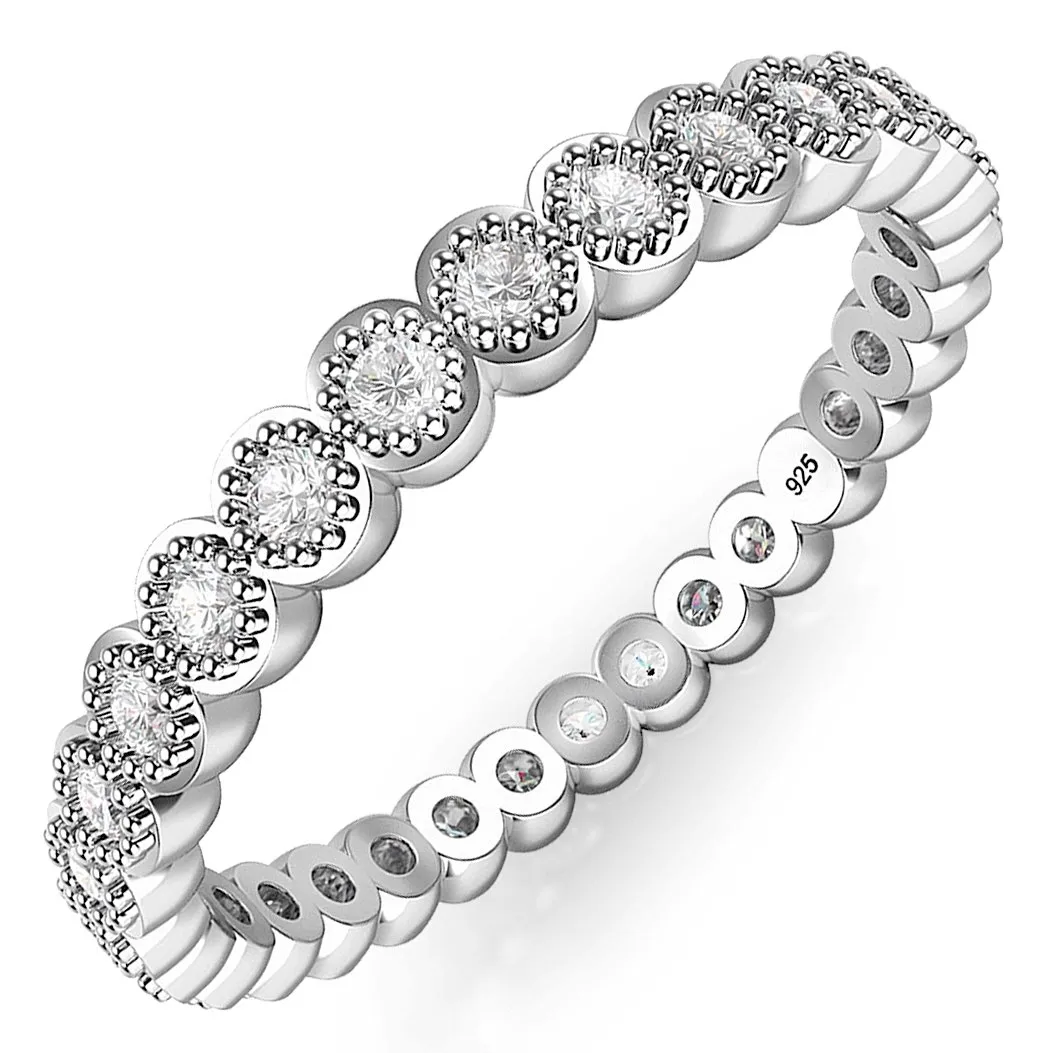 Sterling Silver CZ Stackable Anniversary Eternity Ring