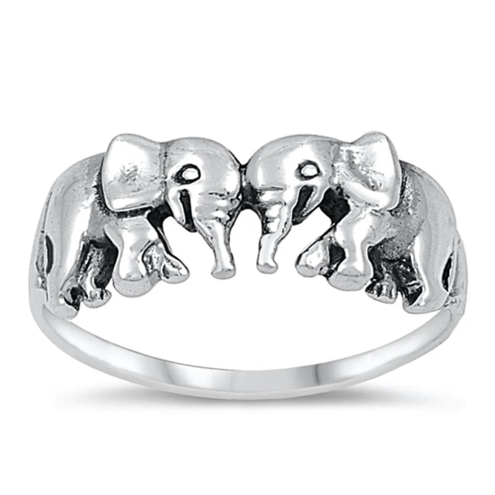 Sterling Silver Elephant Ring - Choose Your Color - 92.5% Pure Silver - Durable & Quality Assurance