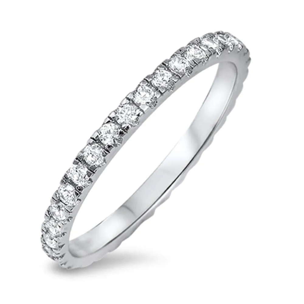 Sterling Silver Eternity Ring in Multiple Colors