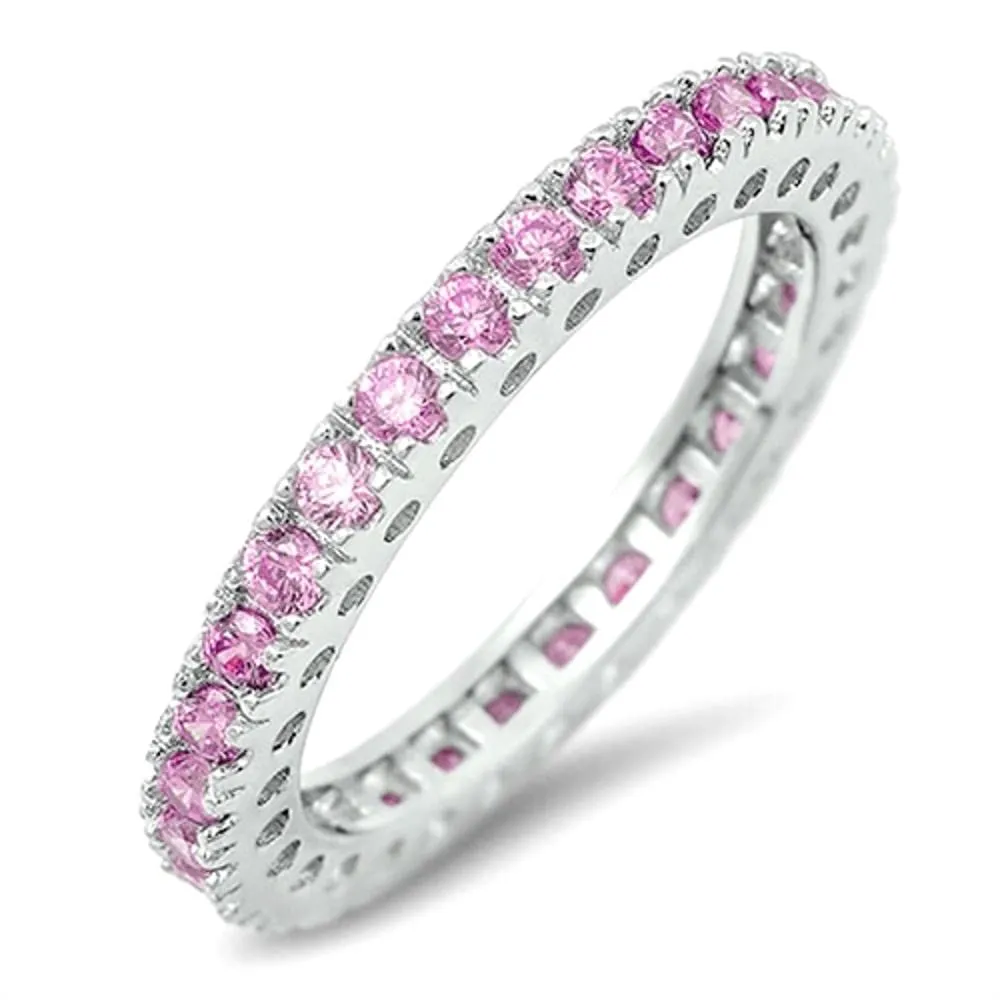 Sterling Silver Eternity Ring in Various Colors - Pure 925 Silver, Durable, Quality Assurance