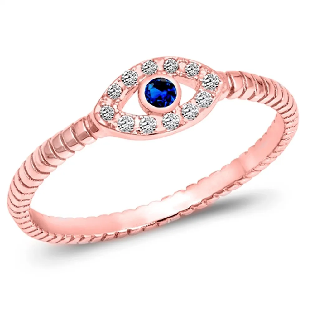 Sterling Silver Evil Eye Ring - Choose Your Color, 925 Pure Silver, Durable & Quality Assurance