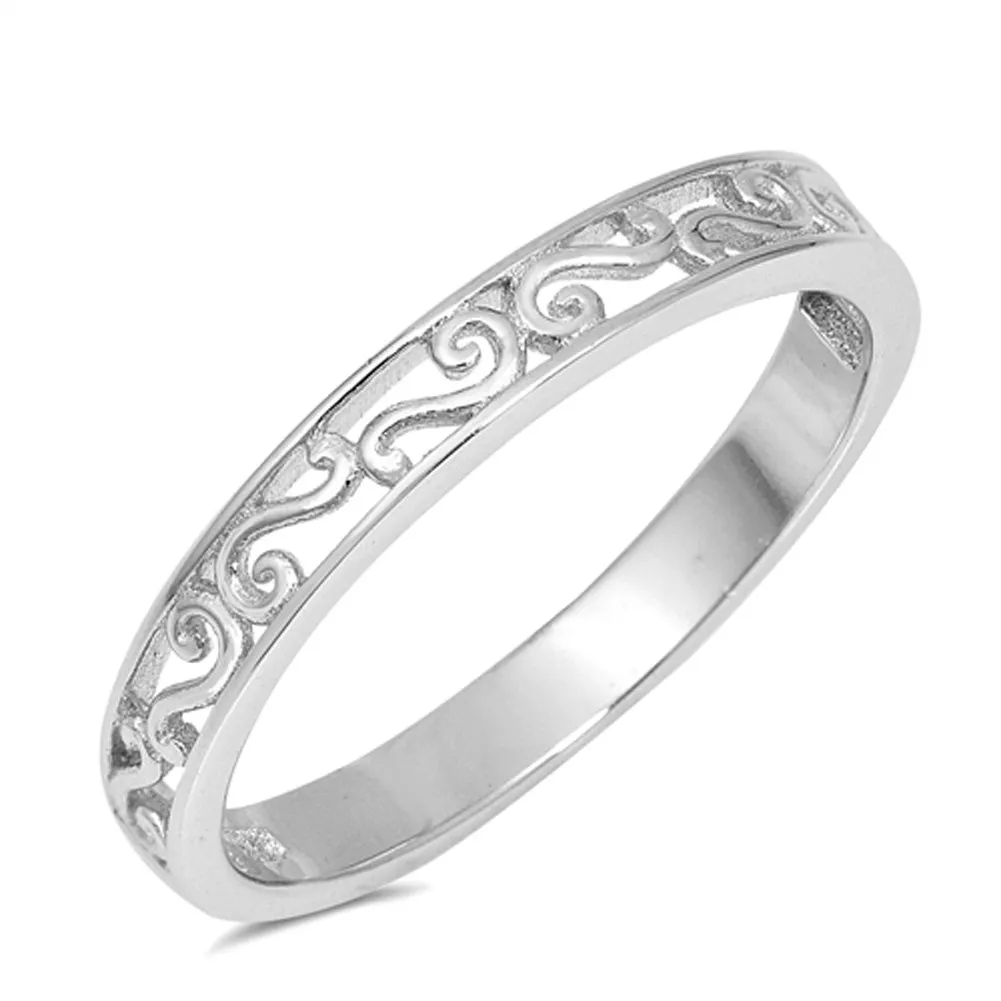 Sterling Silver Filigree Swirl Ring - Choose Your Color, Pure 925 Silver, Durable & Quality Assurance