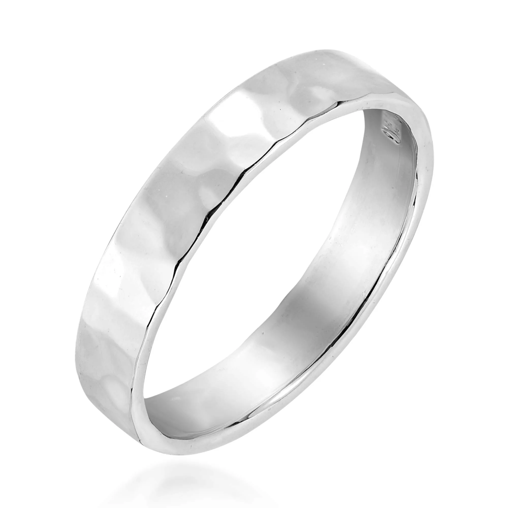 Sterling Silver Hammer Textured Band Ring