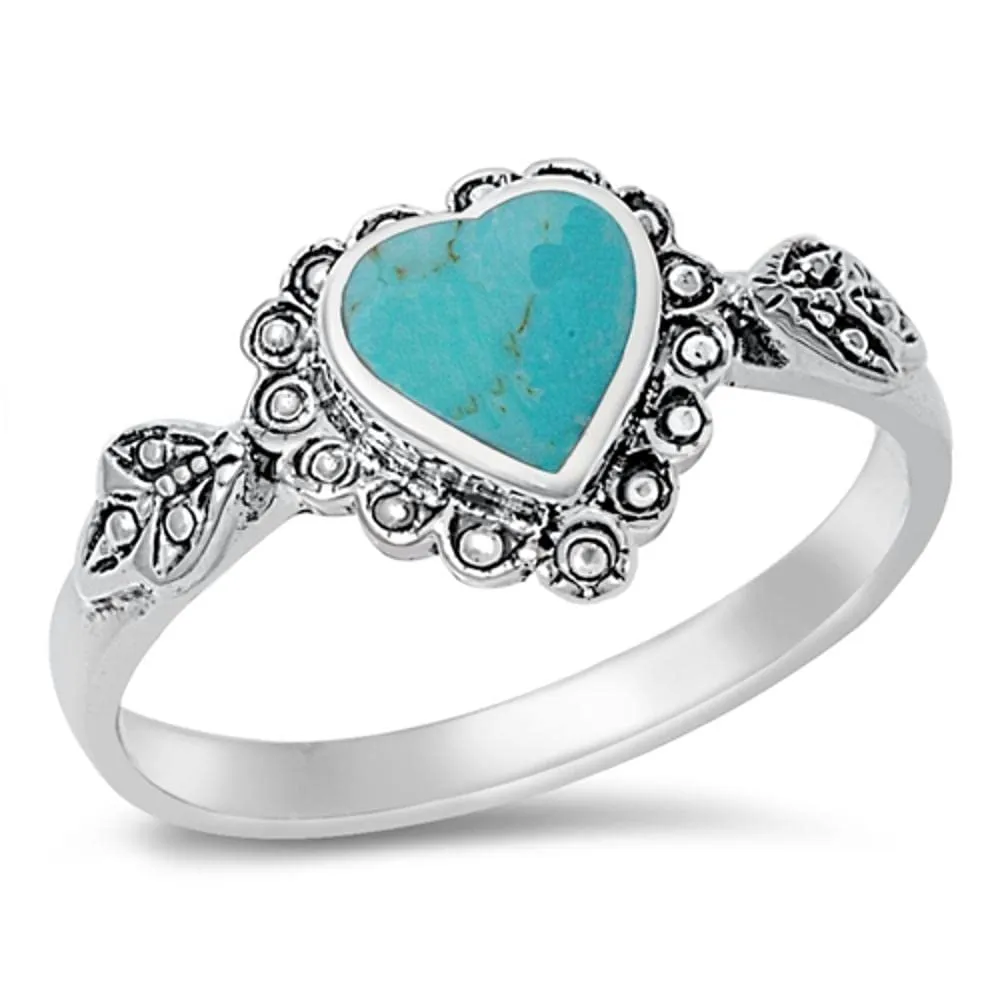 Sterling Silver Heart Promise Ring - Choose Your Color, Pure 925 Silver, Durable Quality Jewelry