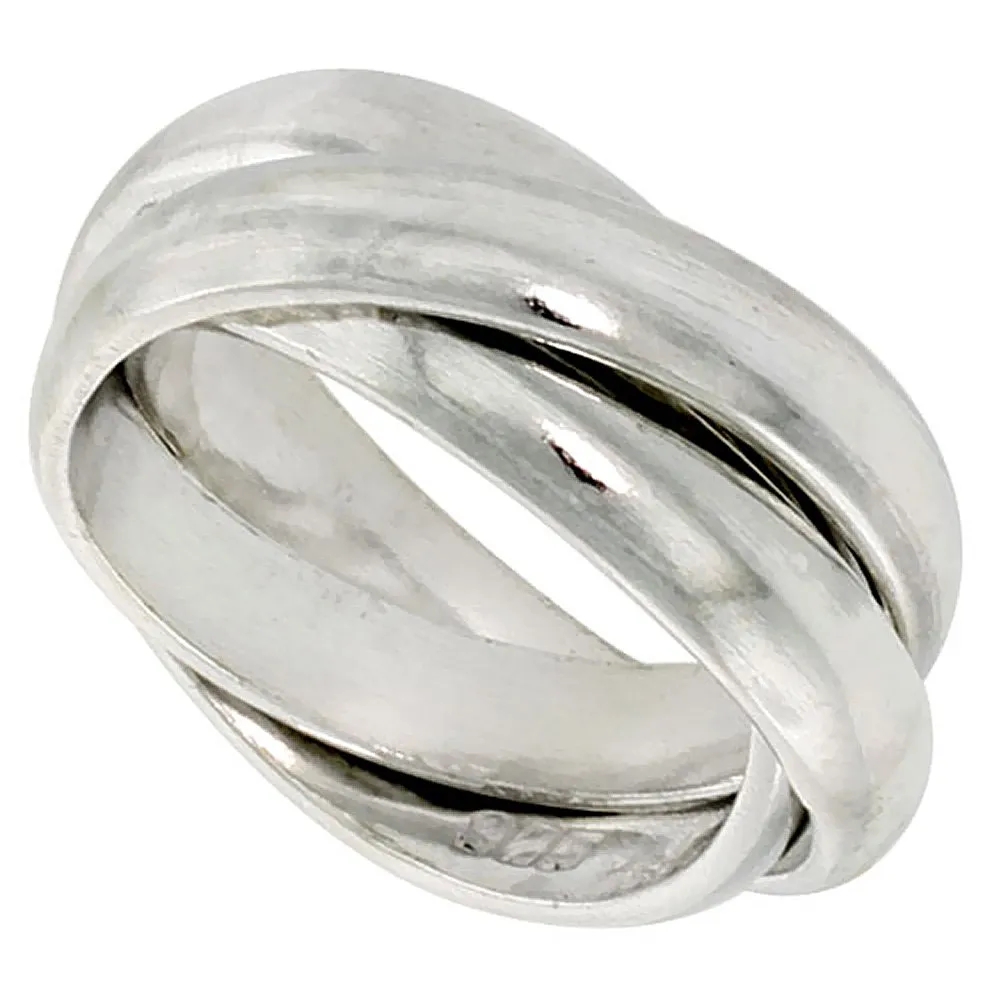 Sterling Silver Rolling Ring with 5mm Domed Bands, Handmade by Sabrina Silver