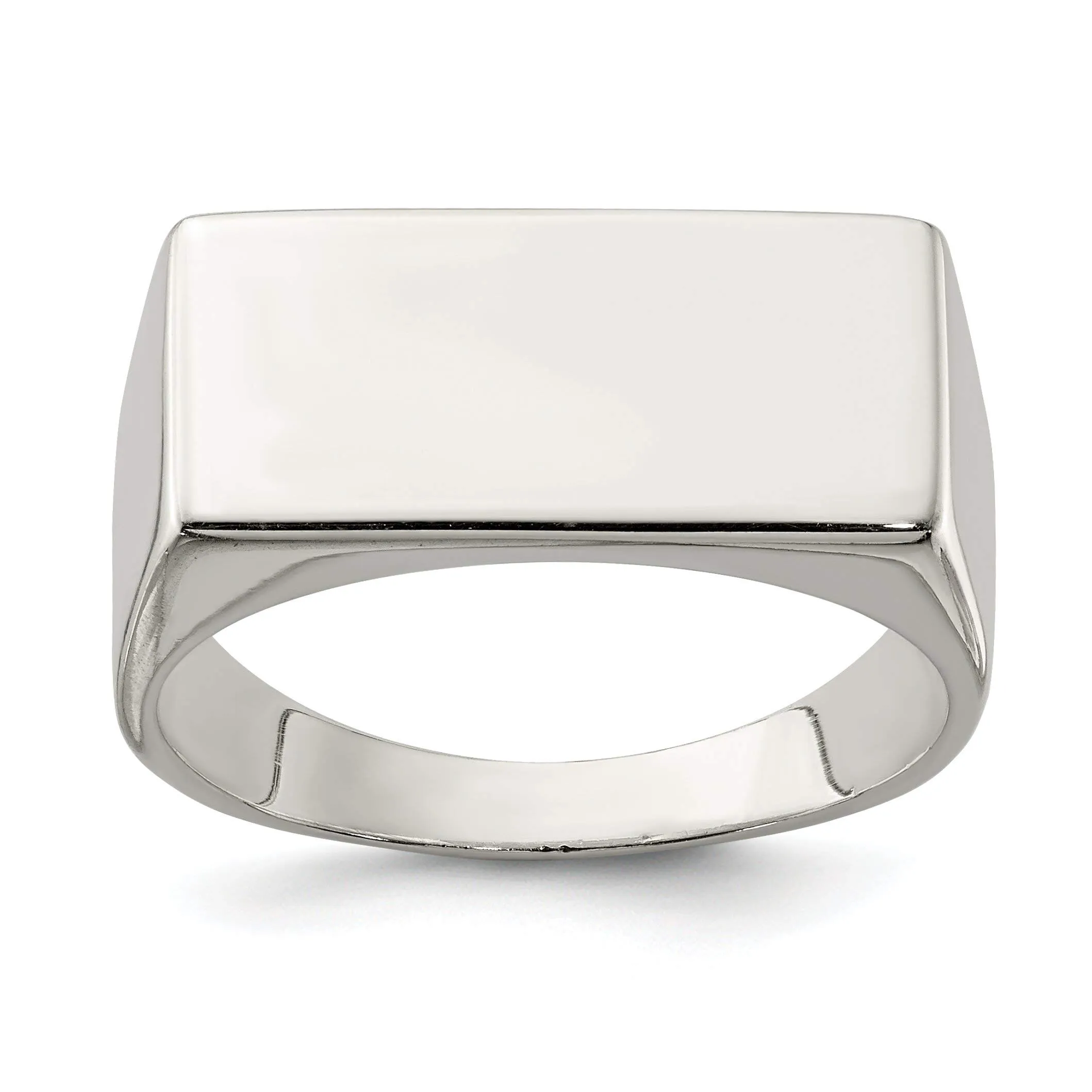 Sterling Silver Signet Ring Size 9 for Men - Polished Finish, Solid Metal, Stylish Jewelry Piece