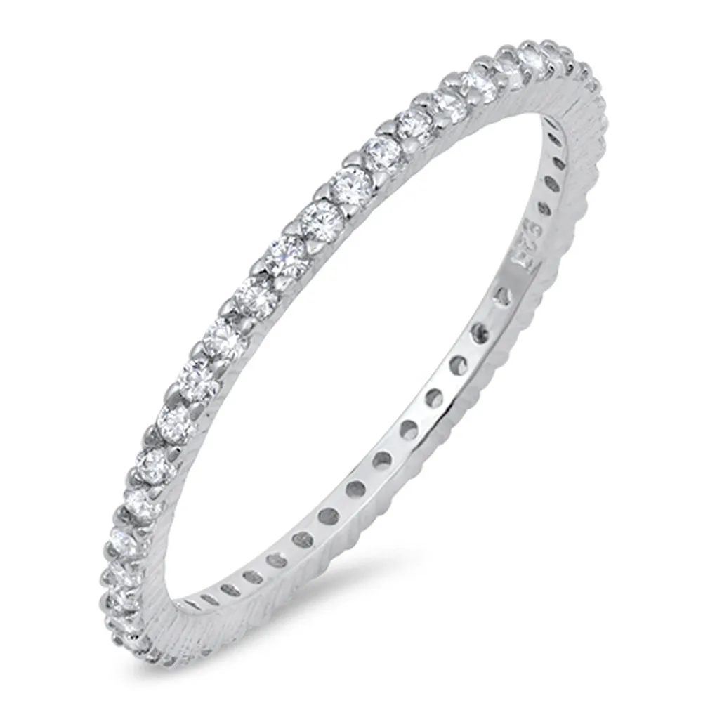 Sterling Silver Thin Eternity Ring - Choose Your Color - Durable 925 Pure Silver - Quality Assurance