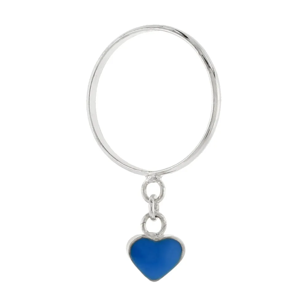 Sterling Silver Tiny Heart Ring with Blue Enamel - 1/16 inch by Sabrina Silver