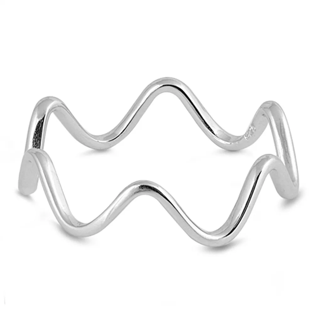 Sterling Silver Wave Eternity Ring - Choose Your Color, Pure 925 Silver, Quality Craftsmanship