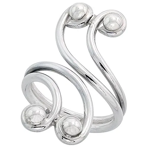 Sterling Silver Wire Wrap Ring for Women – Handmade Swan Bypass, Sizes 6-10, 1 1/4 Inch Long