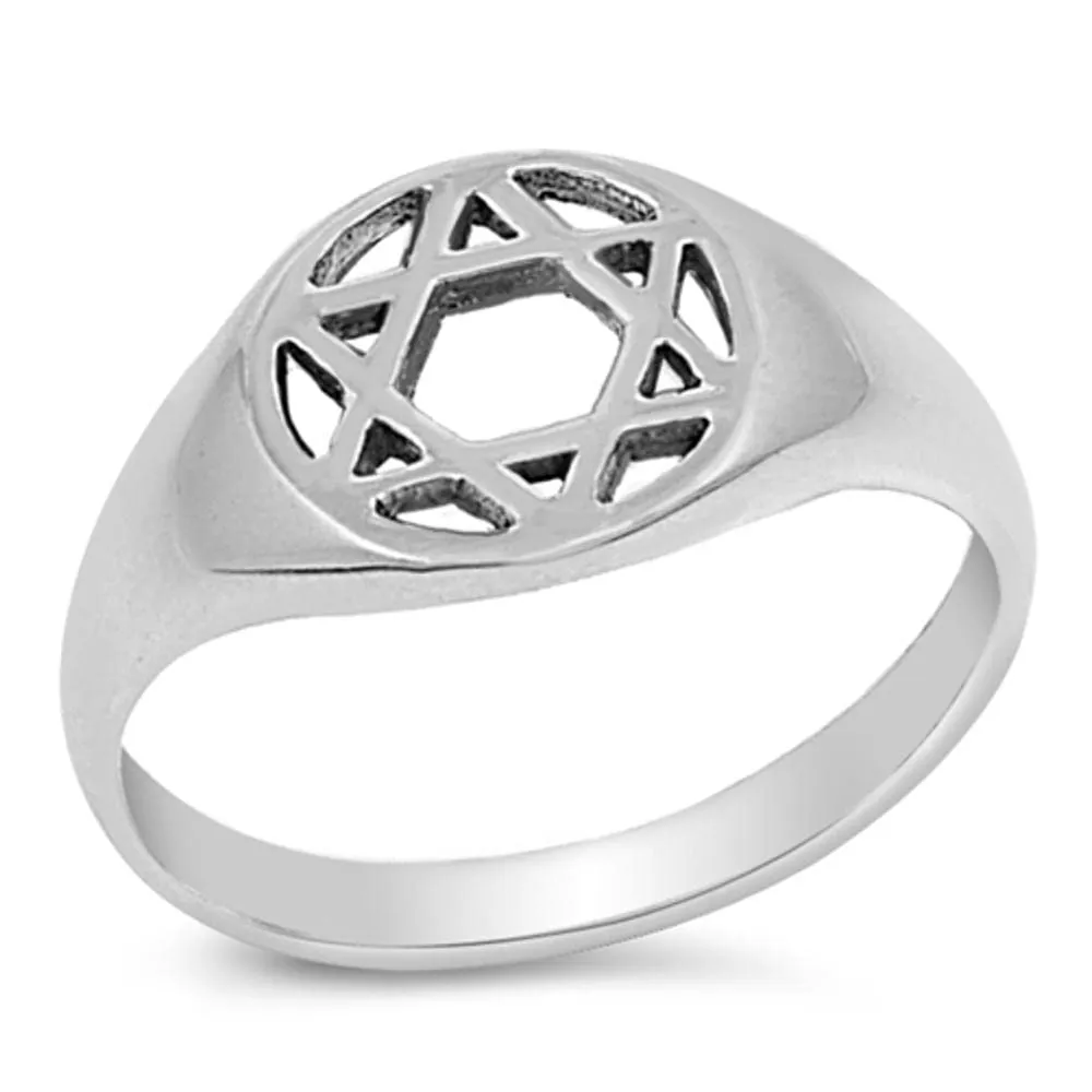 Sterling Silver Women's Jewish Star of David Ring 925 Band 10mm Sizes 4-10 - Elegant & Durable