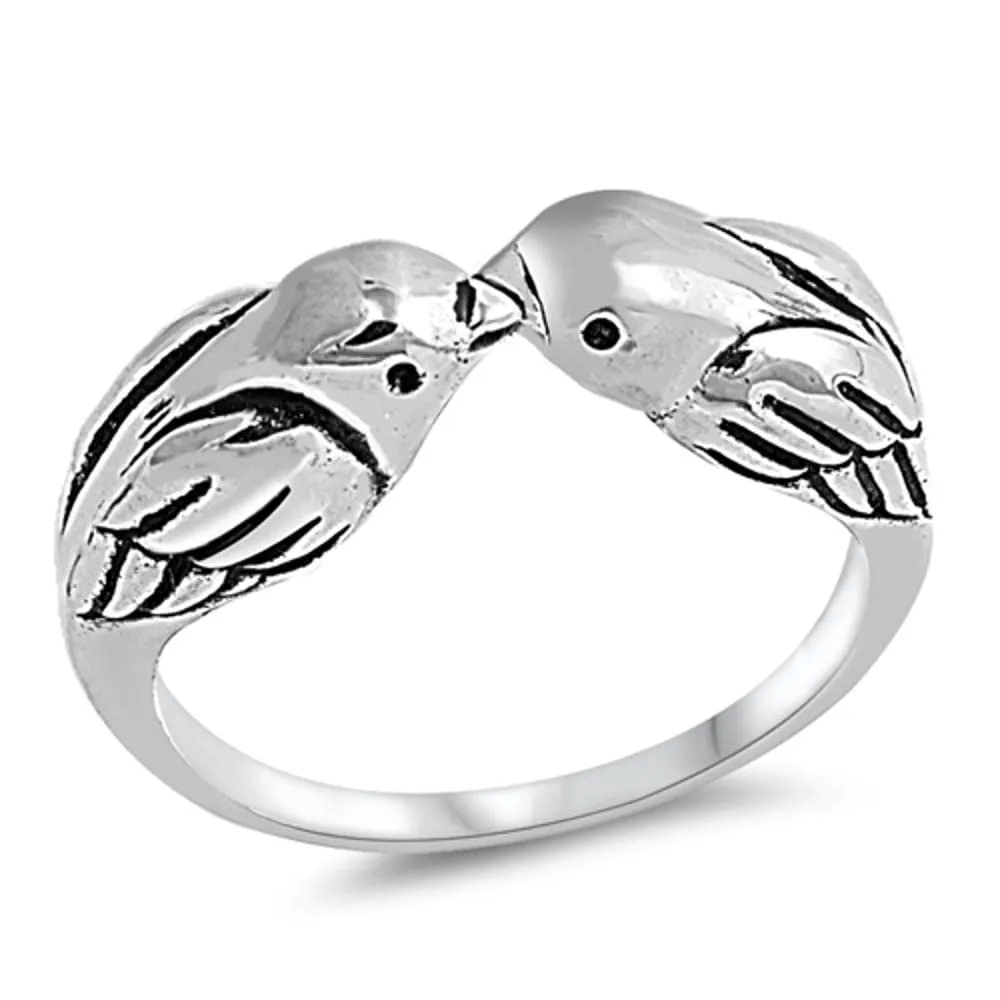 Sterling Silver Women's Love Birds Ring 925 Band 6mm Sizes 4-12 - Unique and Durable Jewelry