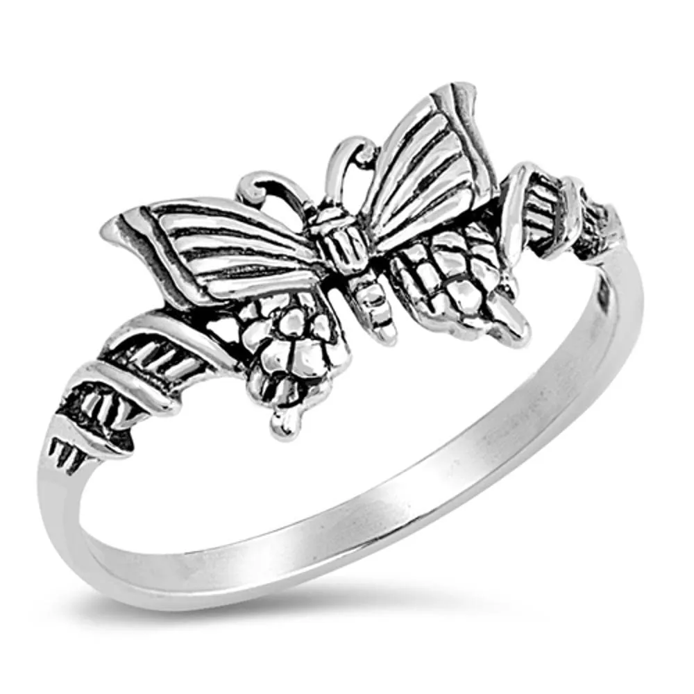 Sterling Silver Women's Unique Butterfly Ring 925 Band Sizes 3-13, 9mm - Timeless Quality Jewelry