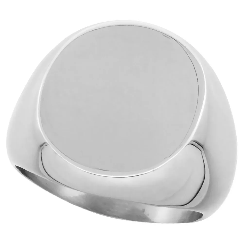 Surgical Stainless Steel Large Oval Signet Ring, Flawless Finish, Sizes 8-13, Hypoallergenic