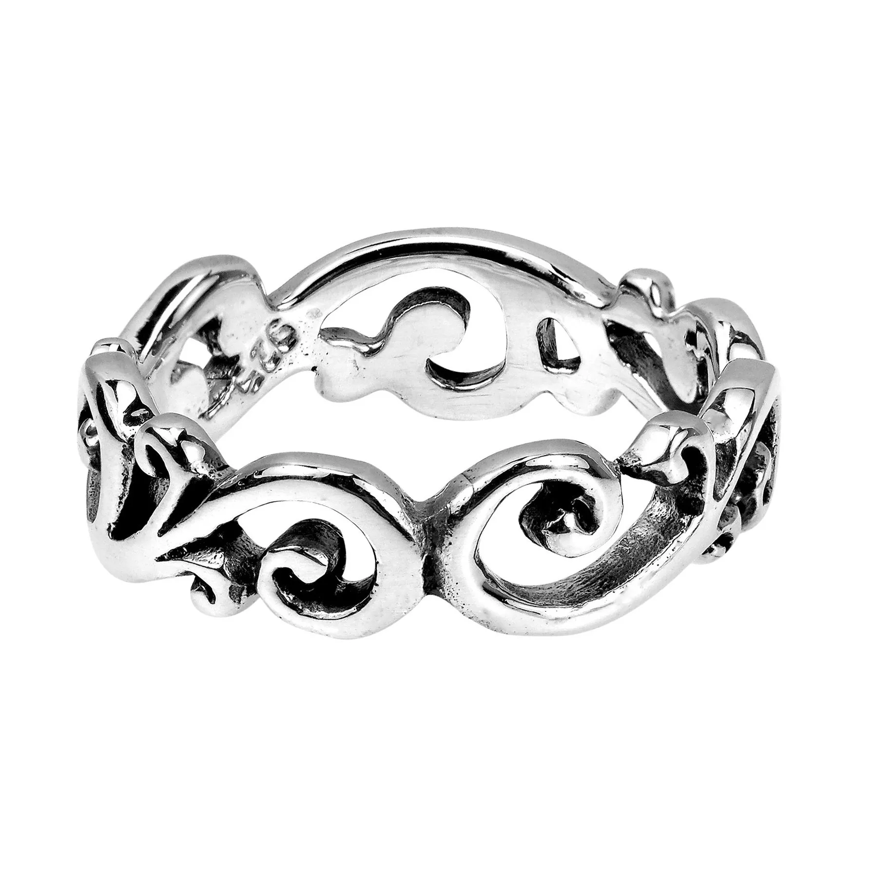 Swirl and Filigree .925 Silver Ring by AeraVida - Trendy Vintage Band, Size 5.5 to 11, 6mm Wide