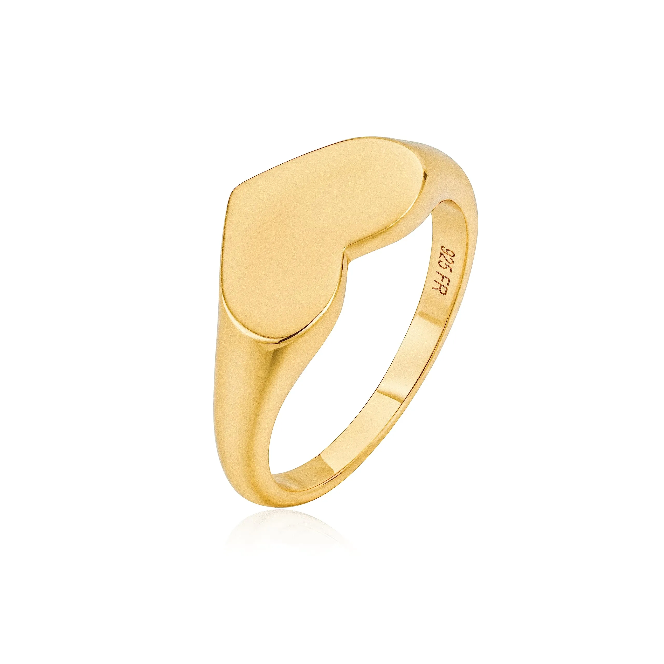 Timeless Devotion Women's 925 Sterling Silver Custom Signet Heart Ring on Gold Band