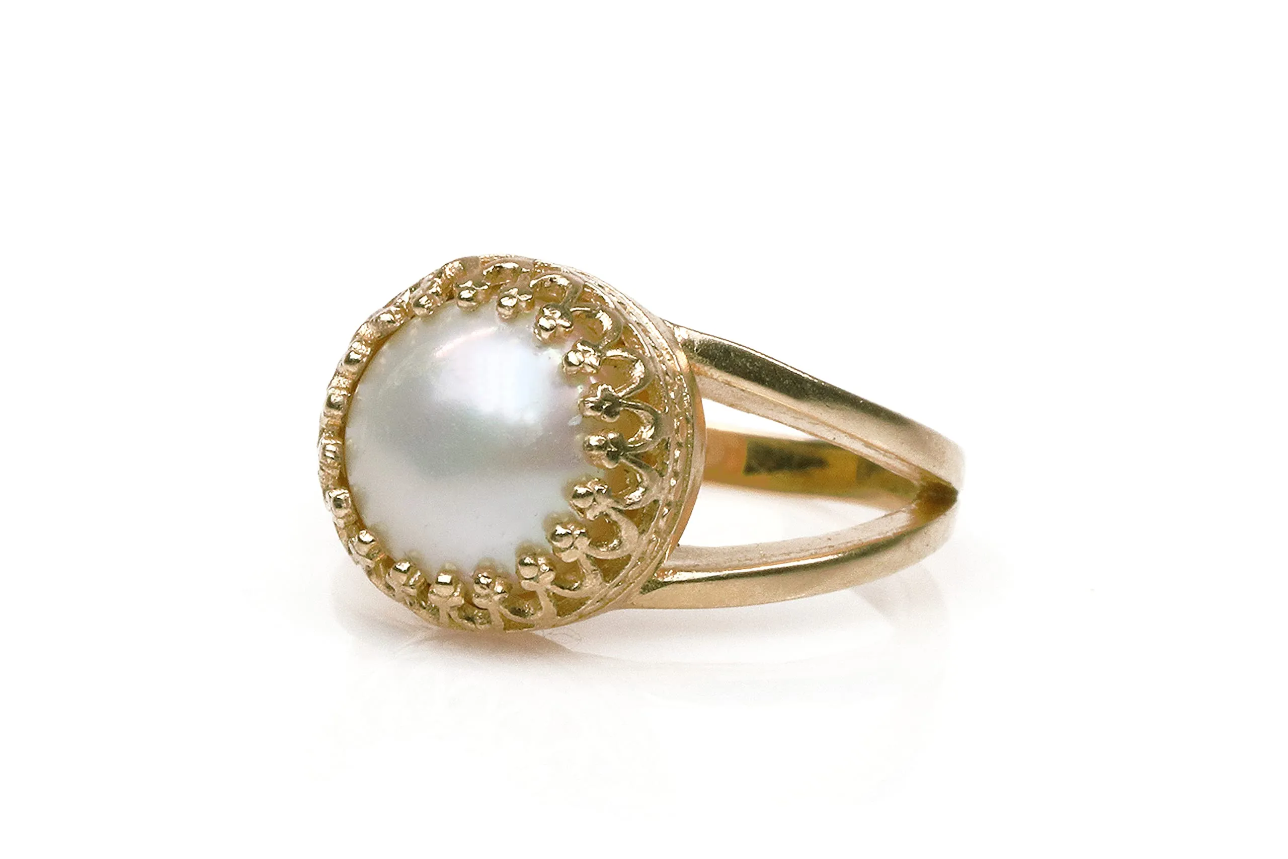 Timeless June Birthstone Pearl Ring in 14K Rose Gold - Customizable Handmade Jewelry