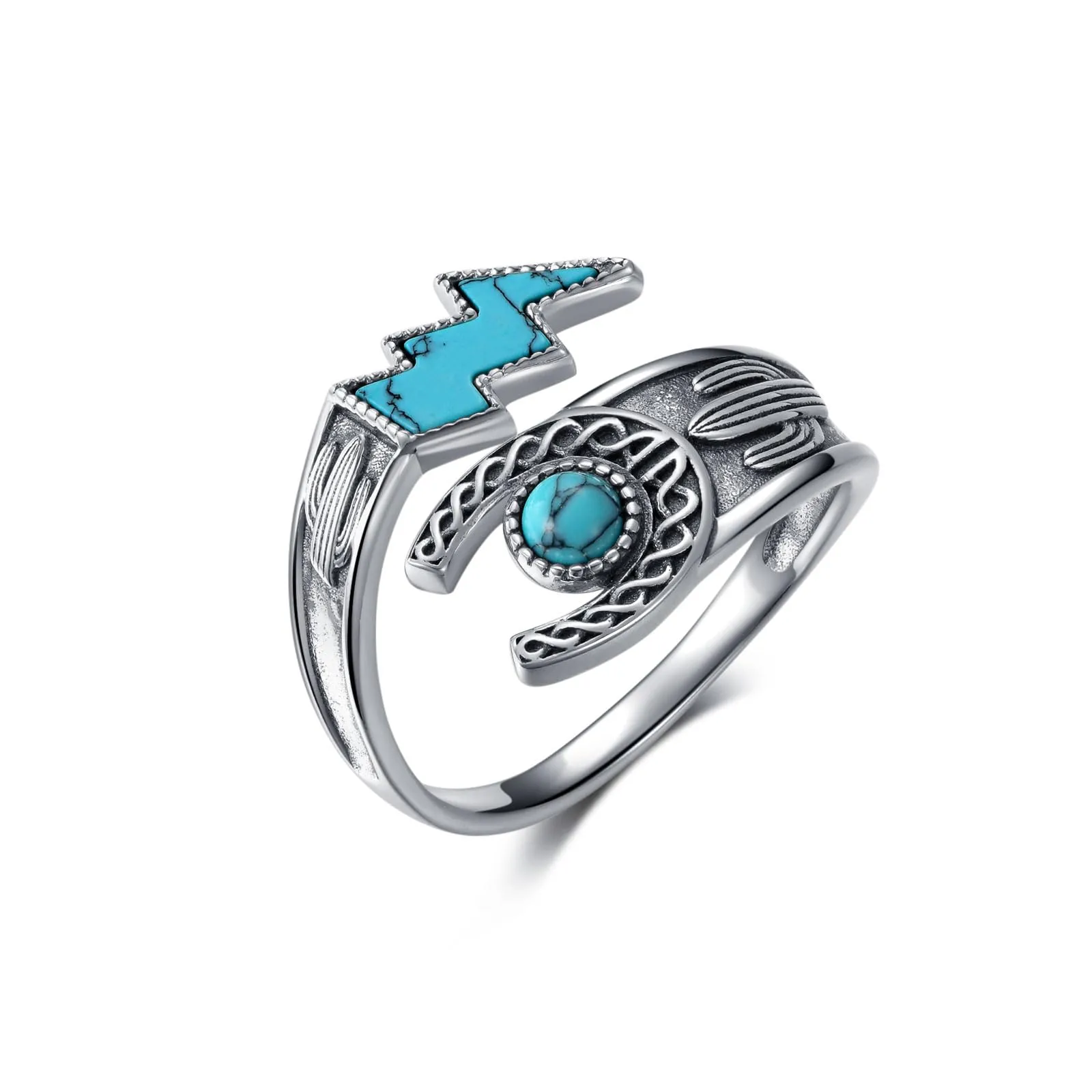 Turquoise Adjustable Sterling Silver Spoon Ring - Bohemian Western Jewelry for Women