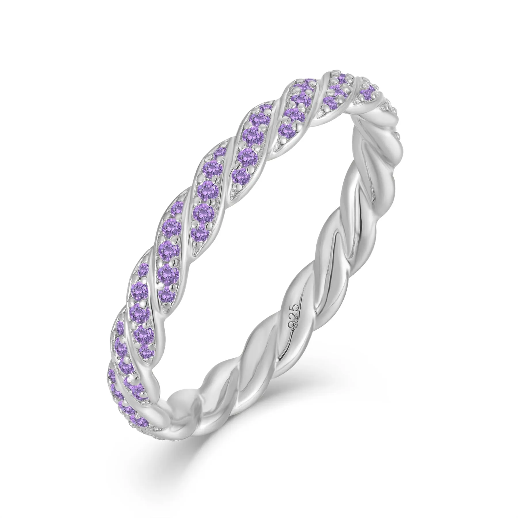 Twisted Infinity Celtic Knot Ring - 925 Sterling Silver Stackable Birthstones Eternity Bands