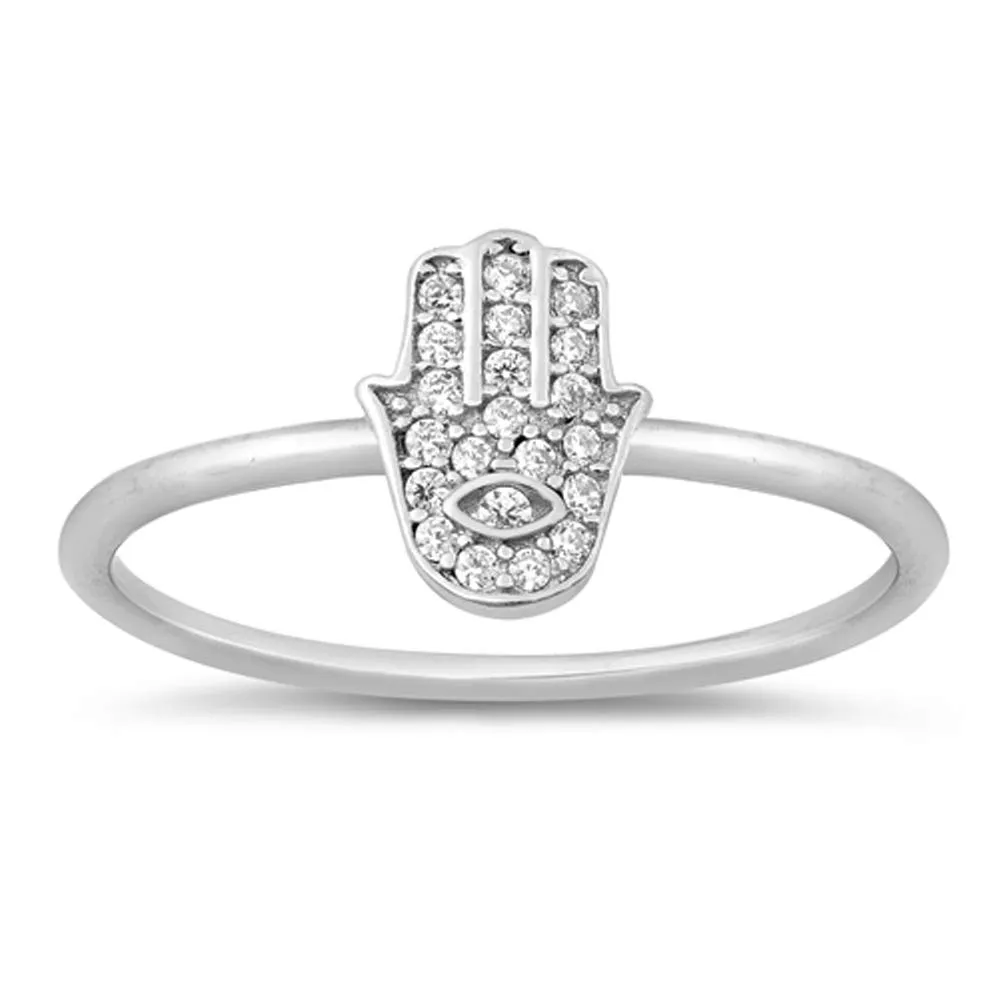 Unique Hamsa Hand Ring in .925 Sterling Silver, Sizes 4-10 - Timeless Quality and Durability