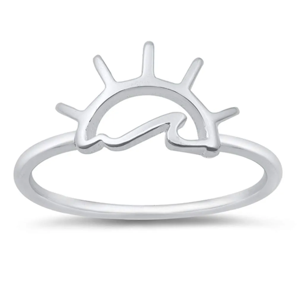 Unique Ocean Sunrise Sunset Beach Ring .925 Sterling Silver Band Sizes 4-10 - Quality Craftsmanship