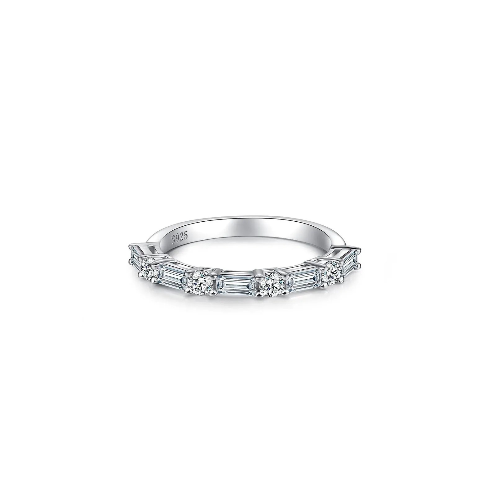 White Bamboo-Shaped CZ Ring in 925 Sterling Silver