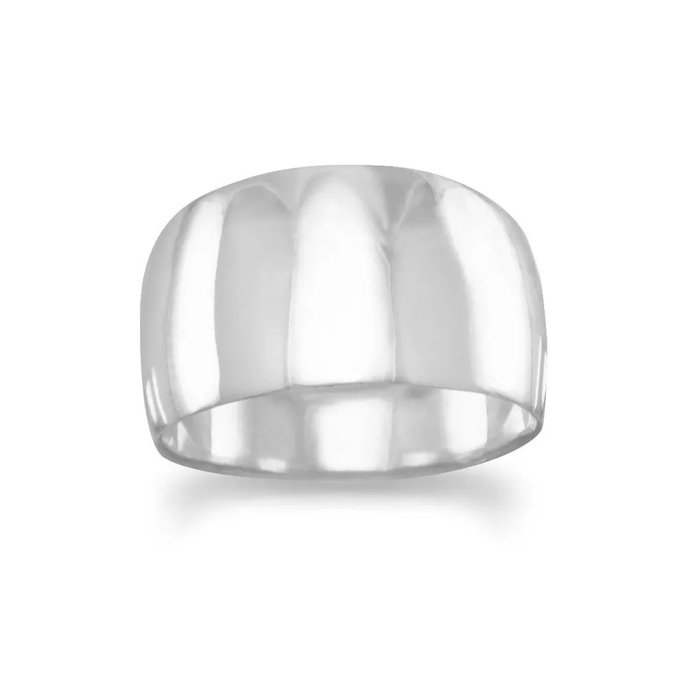 Wide Tapered Polished Sterling Silver Cigar Band Ring for Men & Women, Sizes 6-12 Available