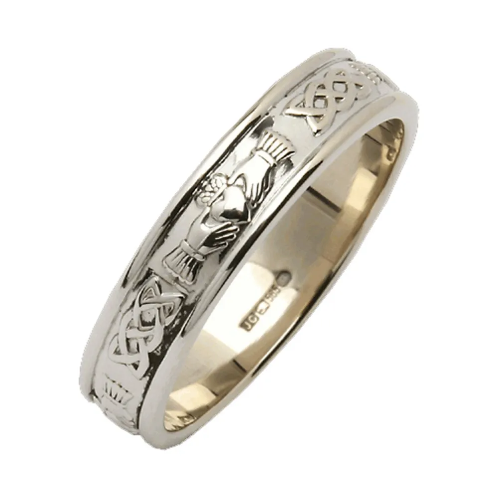 Women's 925 Sterling Silver Claddagh Wedding Ring, 1/8' Band, Authentic Irish Celtic Jewelry