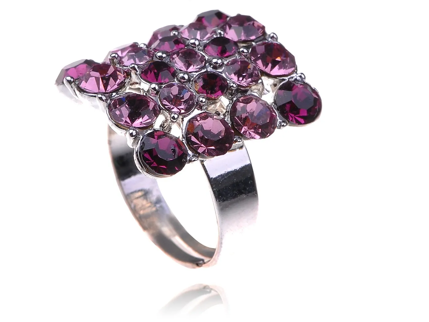 Women's Amethyst Purple Adjustable Crystal Ring - Elegant Design for Special Occasions