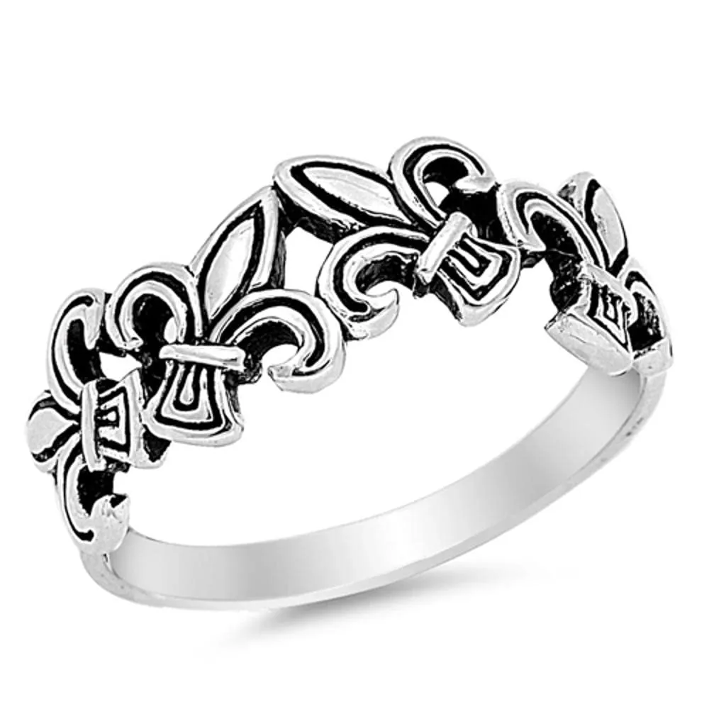 Women's Fleur De Lis Sterling Silver Ring Sizes 4-12 - Quality Fashion Jewelry