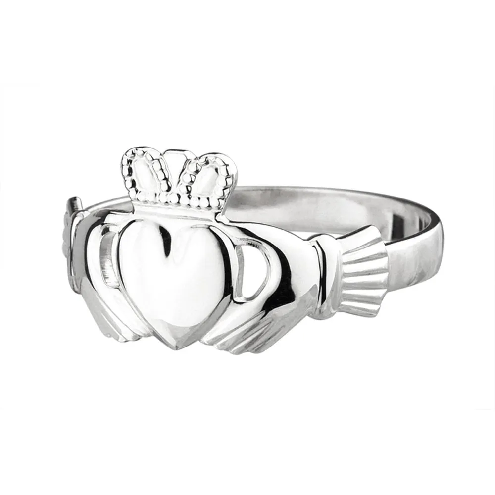 Women's Irish Claddagh Ring, 925 Sterling Silver Classic Celtic Jewelry, Love Friendship Loyalty