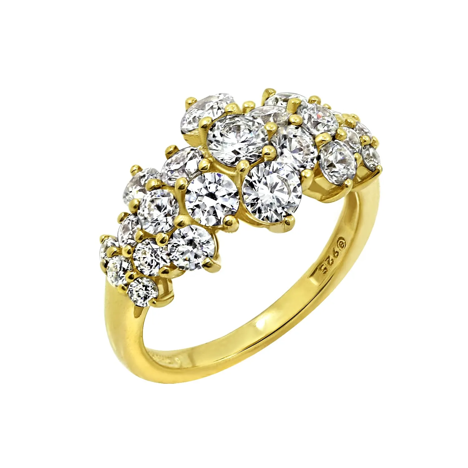 Yellow Gold Plated Sterling Silver Cubic Zirconia Cluster Ring Size 5 - Infinite Elements Design